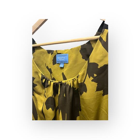 Simply Vera by Vera Wang Women's Sleeveless Green Brown Shift Dress SIZE 12 - Picture 3 of 6